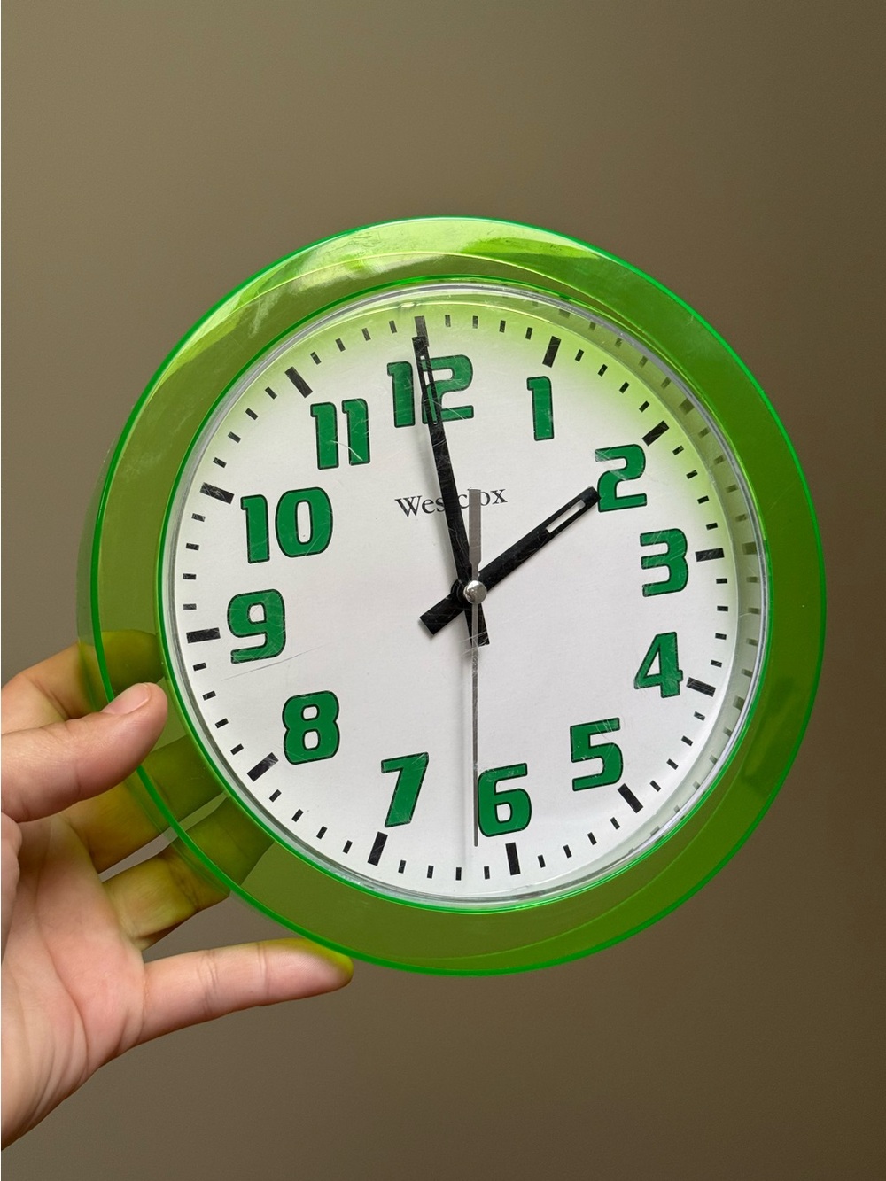 Neon Lime Green Vintage Westclox 7.75" Circle Quartz Wall Clock Working - Picture 2 of 12